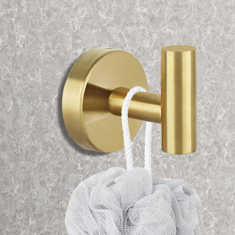 Homagic Towel Hooks for Bathroom 2 Packs Screw- in Gold Wall Mount Towel Holder Towel Rack, Heavy Duty Robe Coat Loofah Hooks for Shower, Kitchen,Hotel, Pool Tile, Brick Modern Style Decor Wall Hooks - Image 3